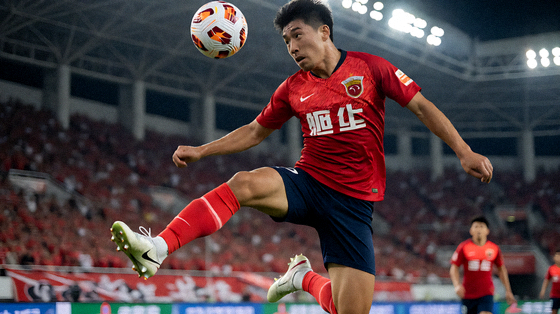 足球比赛中球员在禁区内争抢与射门的瞬间